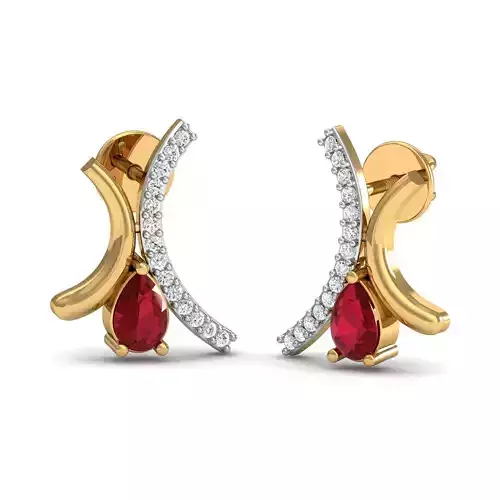 Women Pear Diamond Earrings 3dm STL FBX OBJ Render Details 3D print model