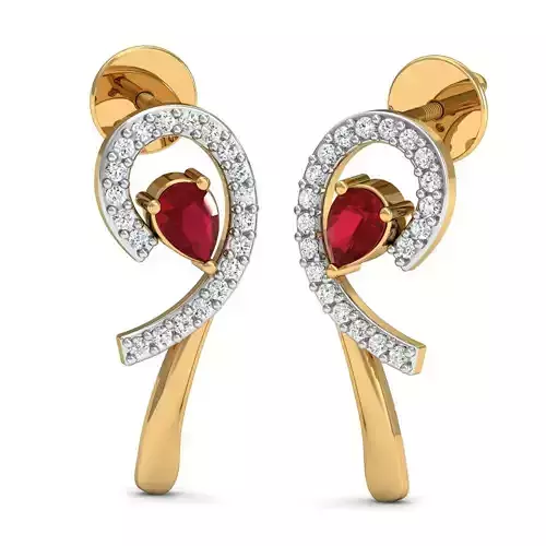 Women Pear Diamond Earrings 3dm STL FBX OBJ Render Details 3D print model