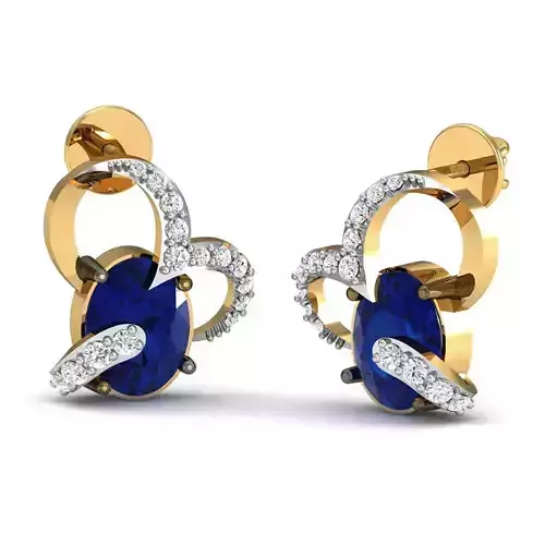 Women Heart Oval Diamond Earrings 3dm STL FBX OBJ Render Details 3D print model