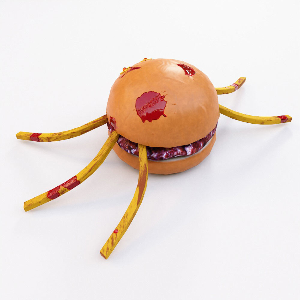 Spider burger Halloween food low poly 3d model  Low-poly 3D model_2