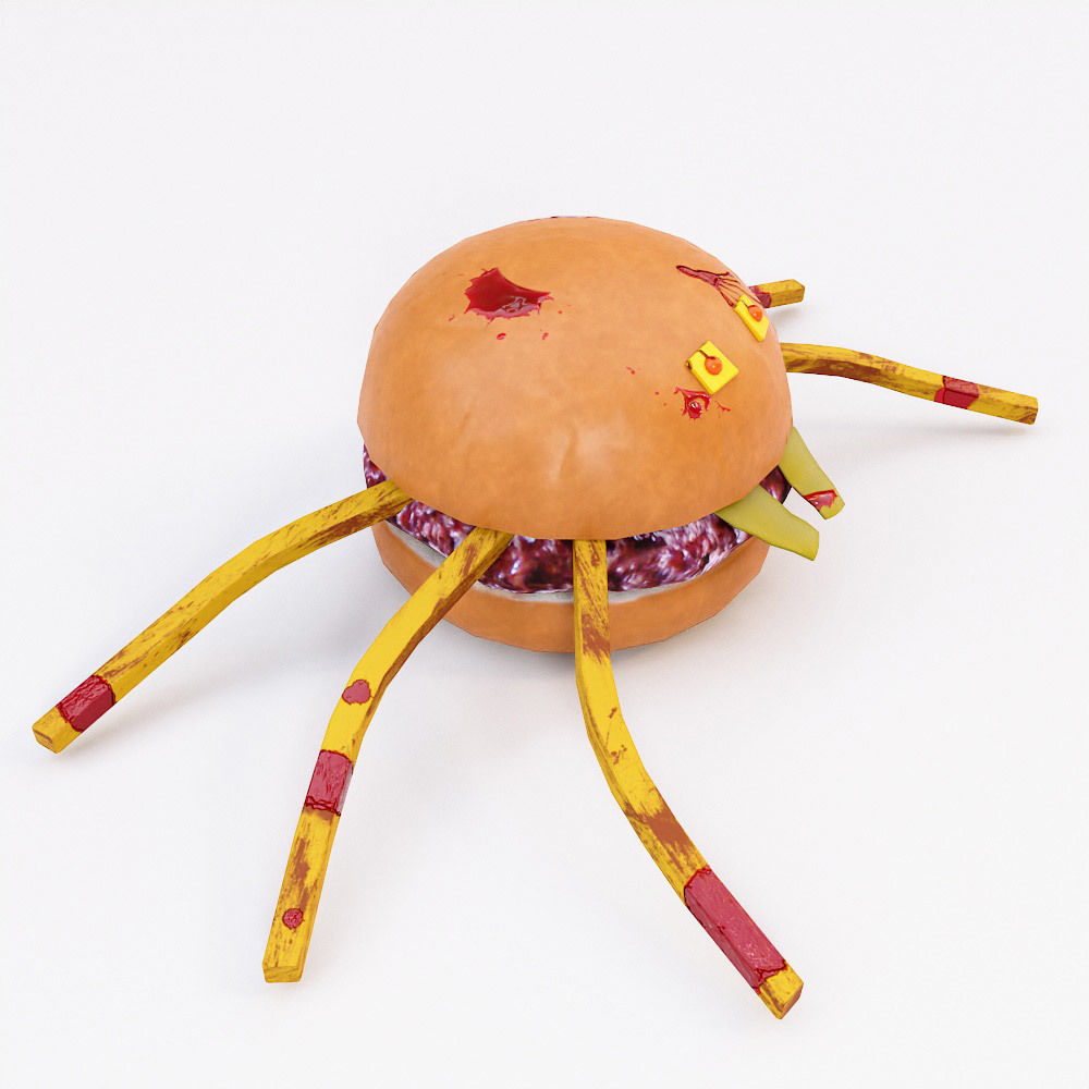 Spider burger Halloween food low poly 3d model  Low-poly 3D model_3