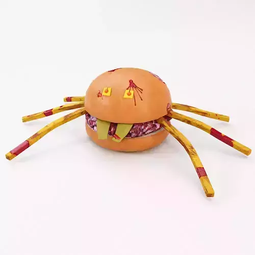 Spider burger Halloween food low poly 3d model 