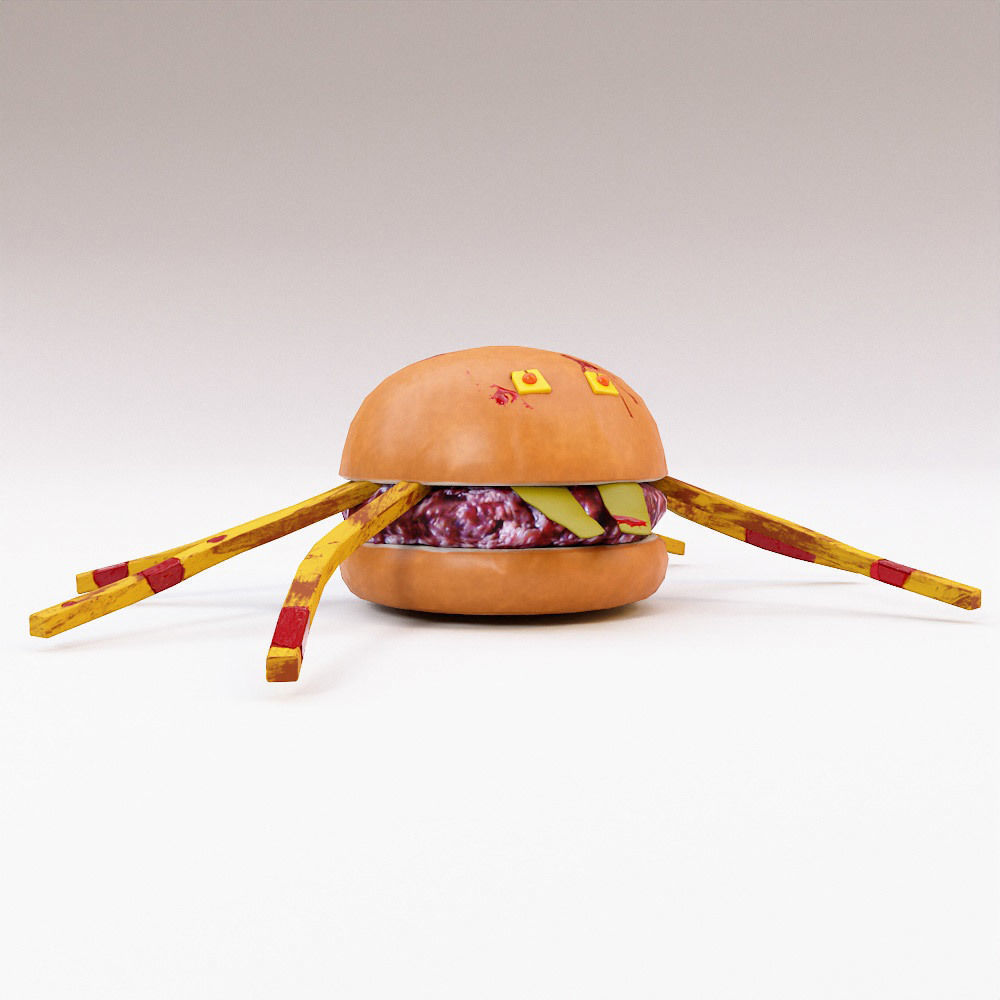Spider burger Halloween food low poly 3d model  Low-poly 3D model_4