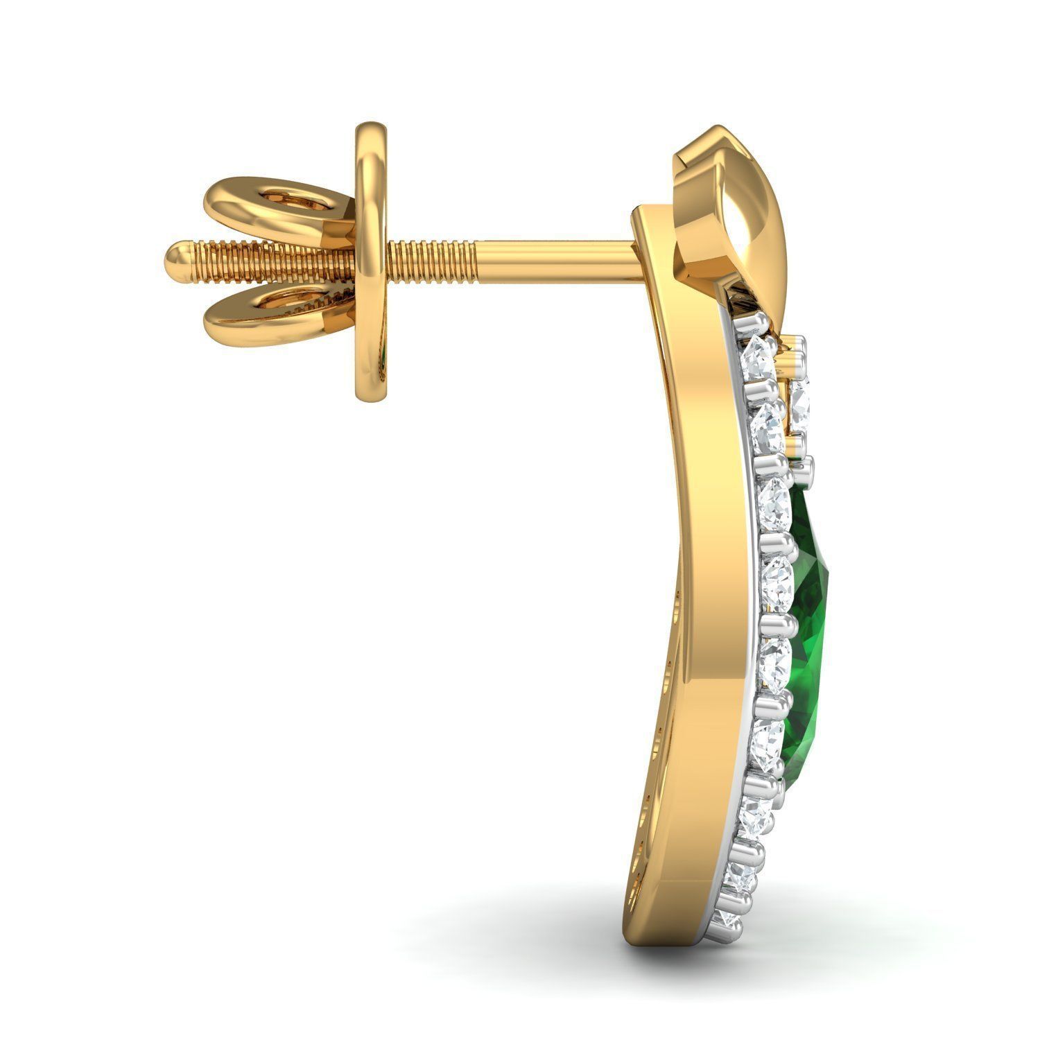 Women Pear Diamond Earrings 3dm STL FBX OBJ Render Details 3D print model_2