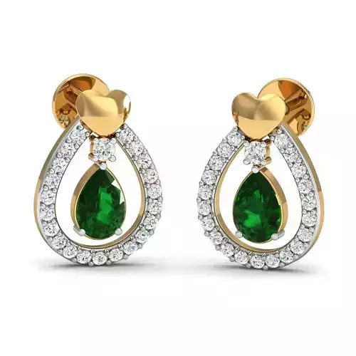 Women Pear Diamond Earrings 3dm STL FBX OBJ Render Details 3D print model