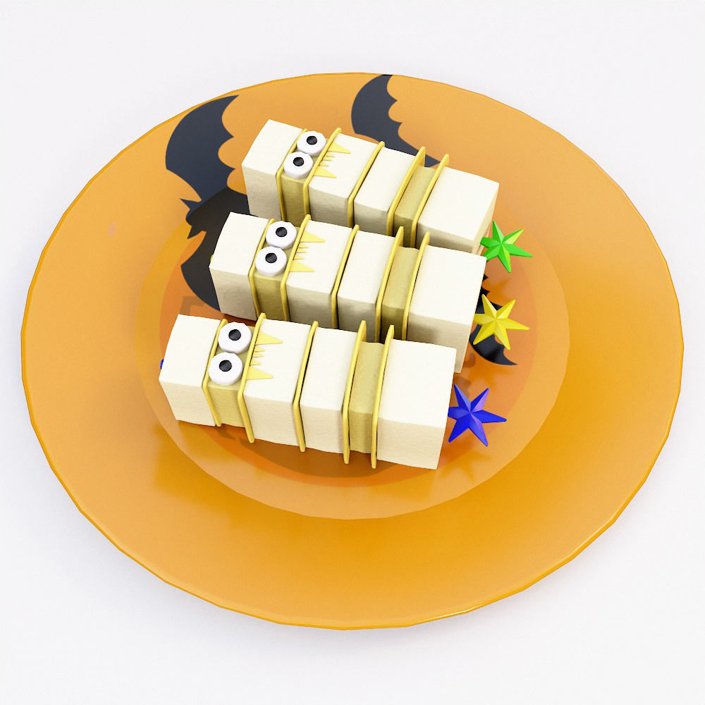 Cheese sticks or cubes Halloween food 3d model 3D model_4