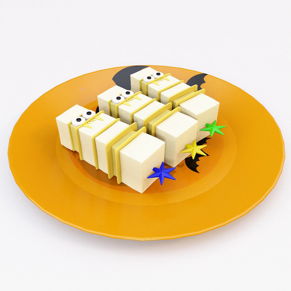 Cheese sticks or cubes Halloween food 3d model 3D model_3