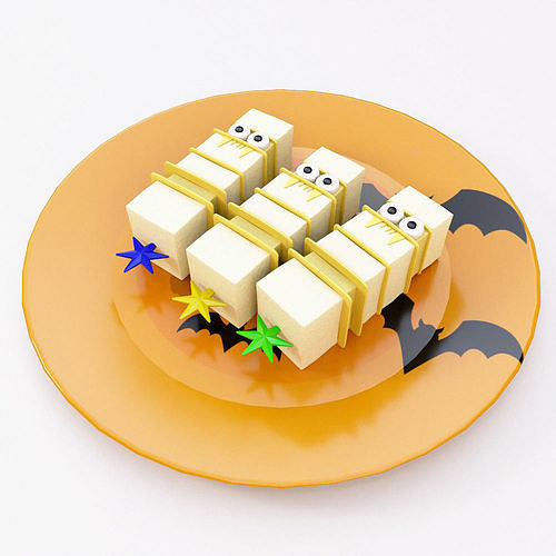 Cheese sticks or cubes Halloween food 3d model 3D model