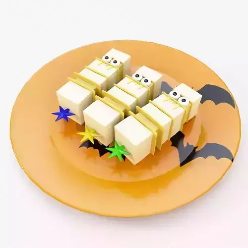 Cheese sticks or cubes Halloween food 3d model
