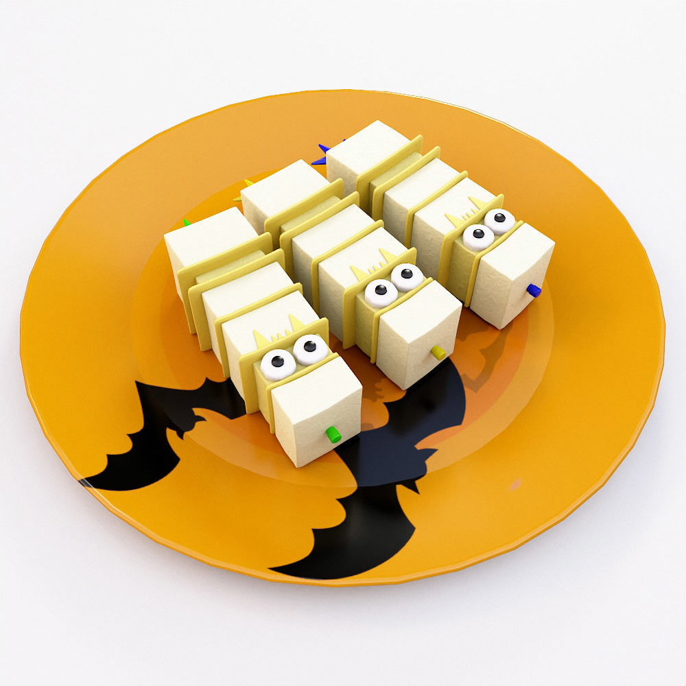 Cheese sticks or cubes Halloween food 3d model 3D model_2