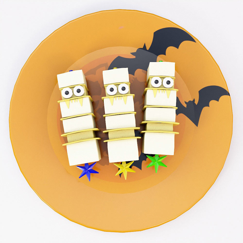 Cheese sticks or cubes Halloween food 3d model 3D model_1