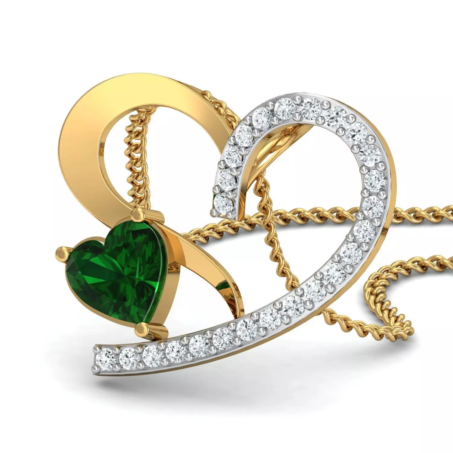 Heart Diamond Pendant for Women 3dm STL FBX OBJ Render Details 3D print model