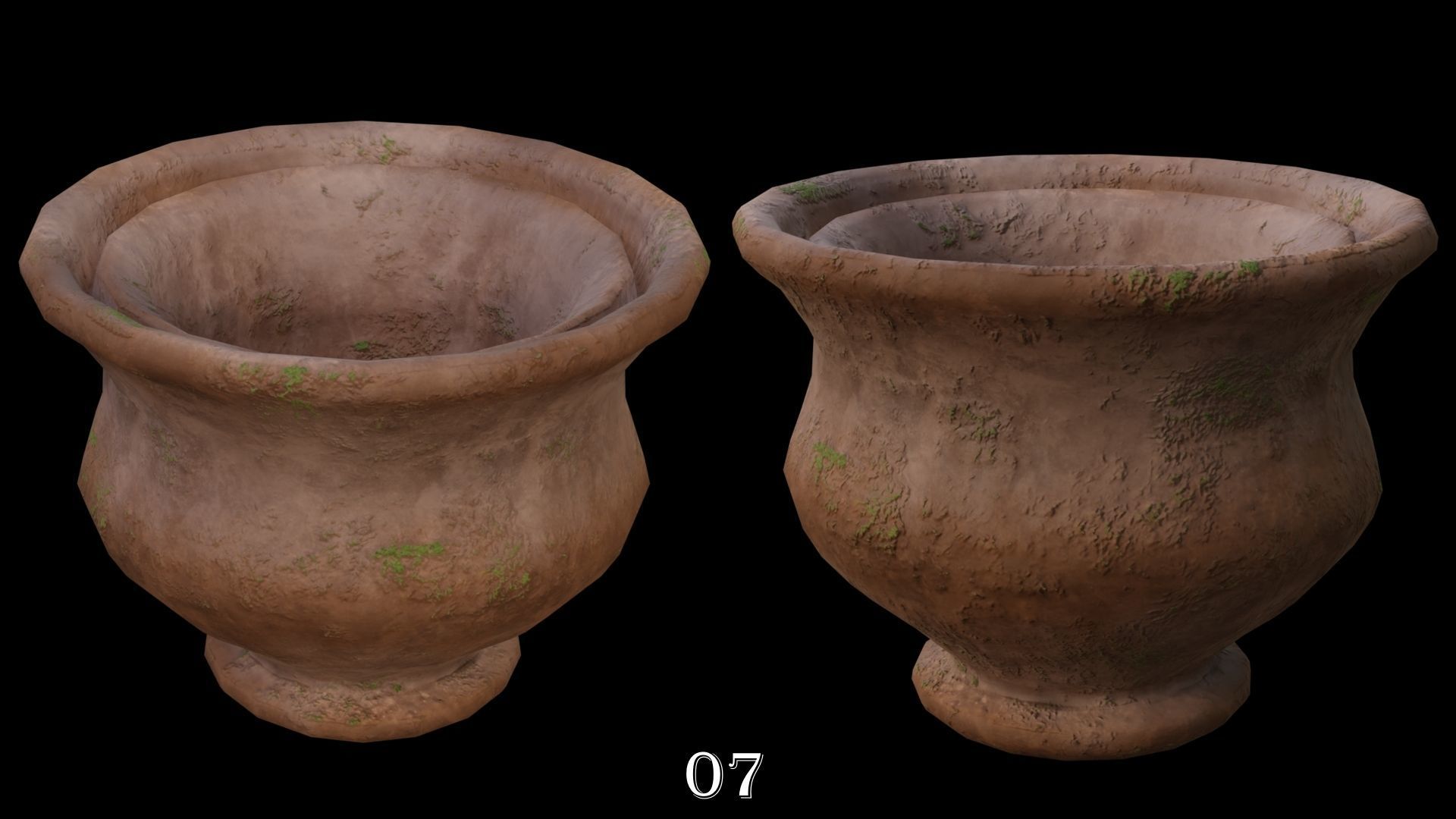 Clay Pots Pack Low-poly 3D model_9