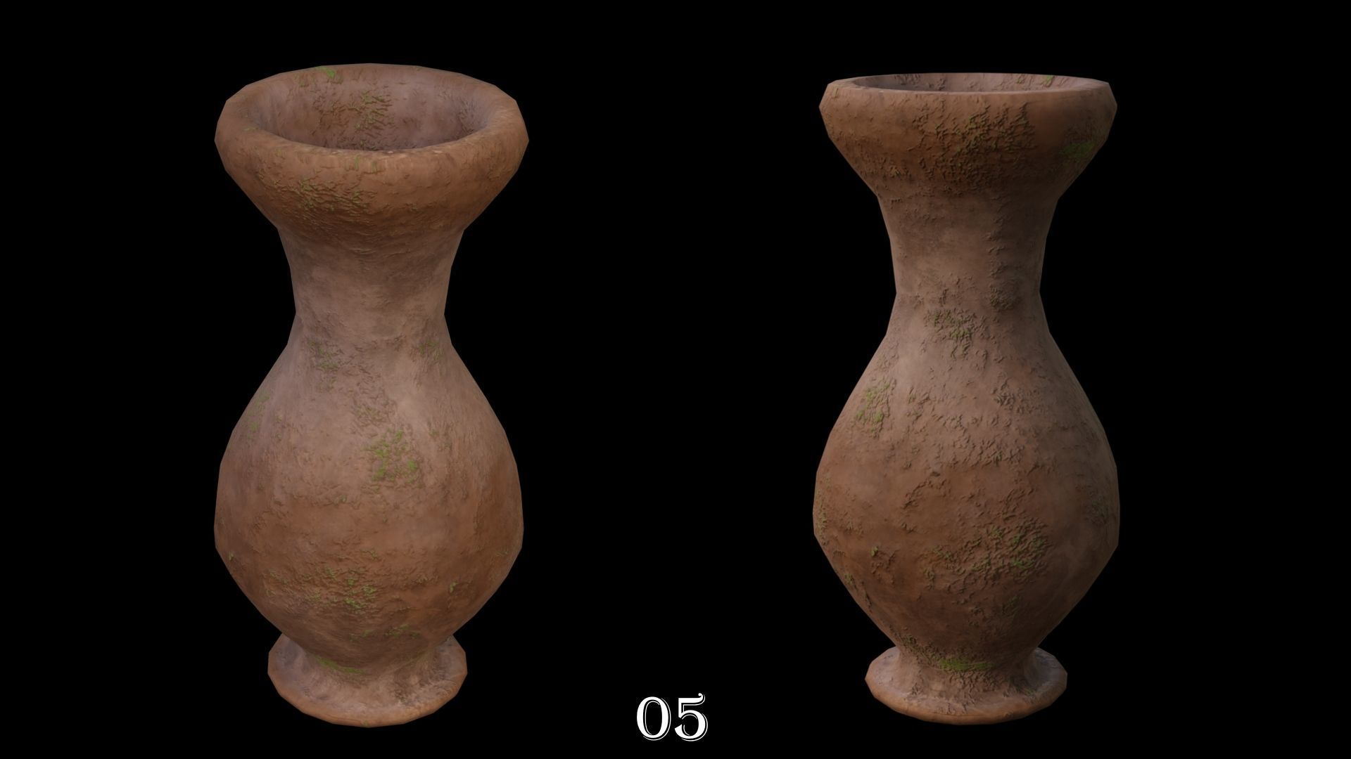 Clay Pots Pack Low-poly 3D model_7