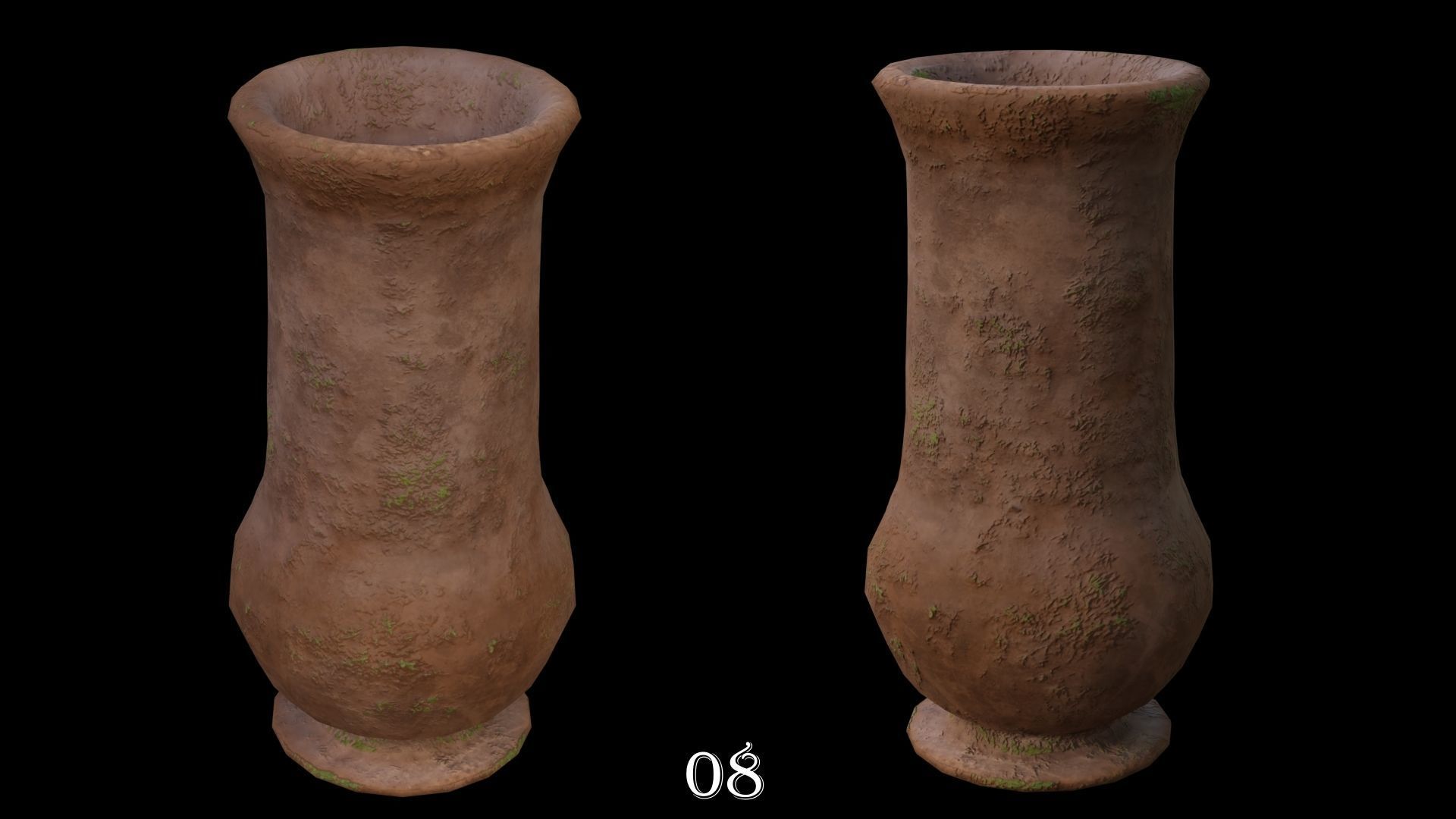Clay Pots Pack Low-poly 3D model_10
