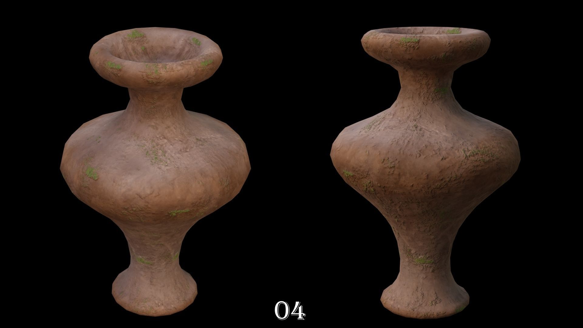 Clay Pots Pack Low-poly 3D model_6