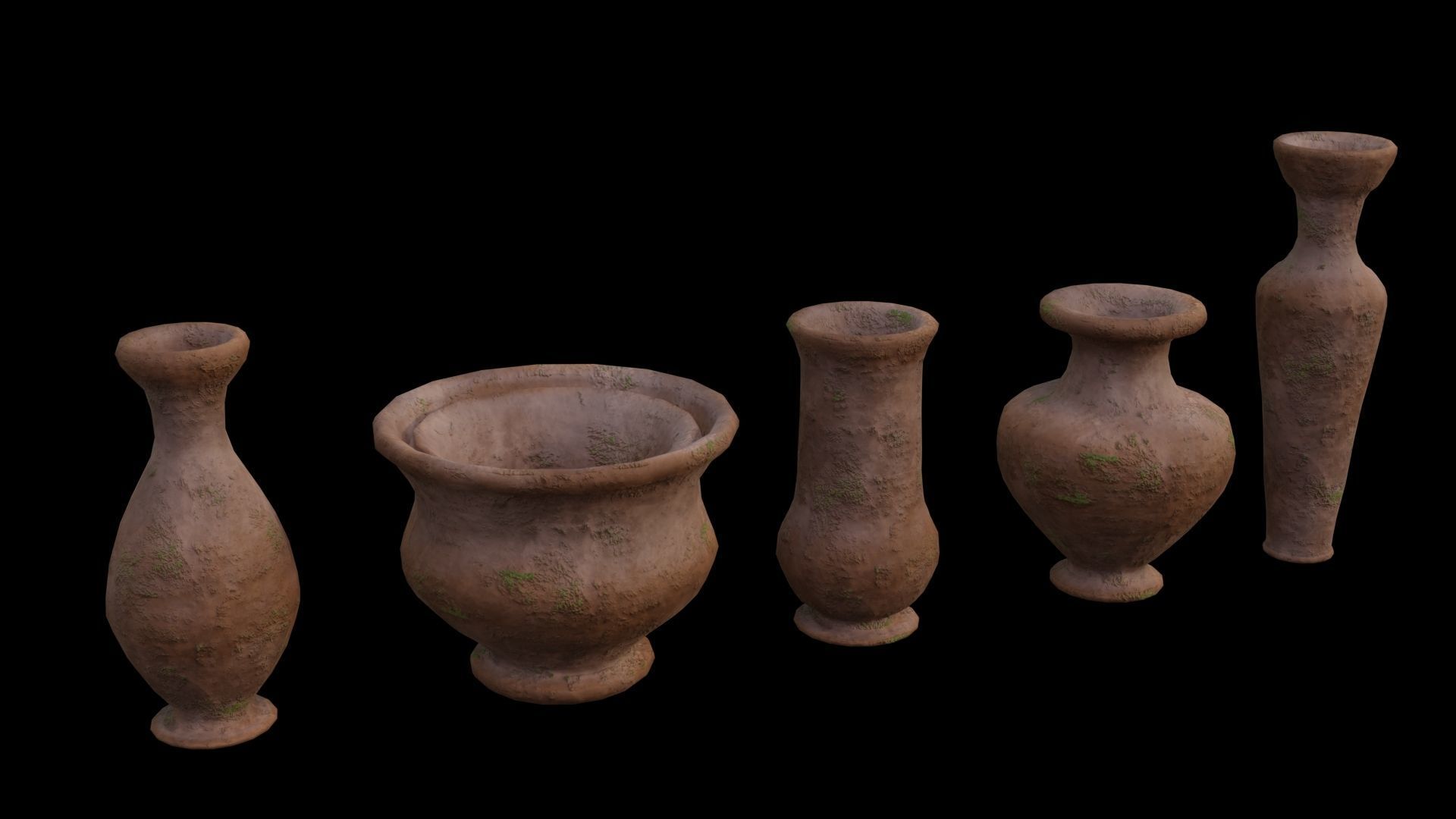 Clay Pots Pack Low-poly 3D model_24