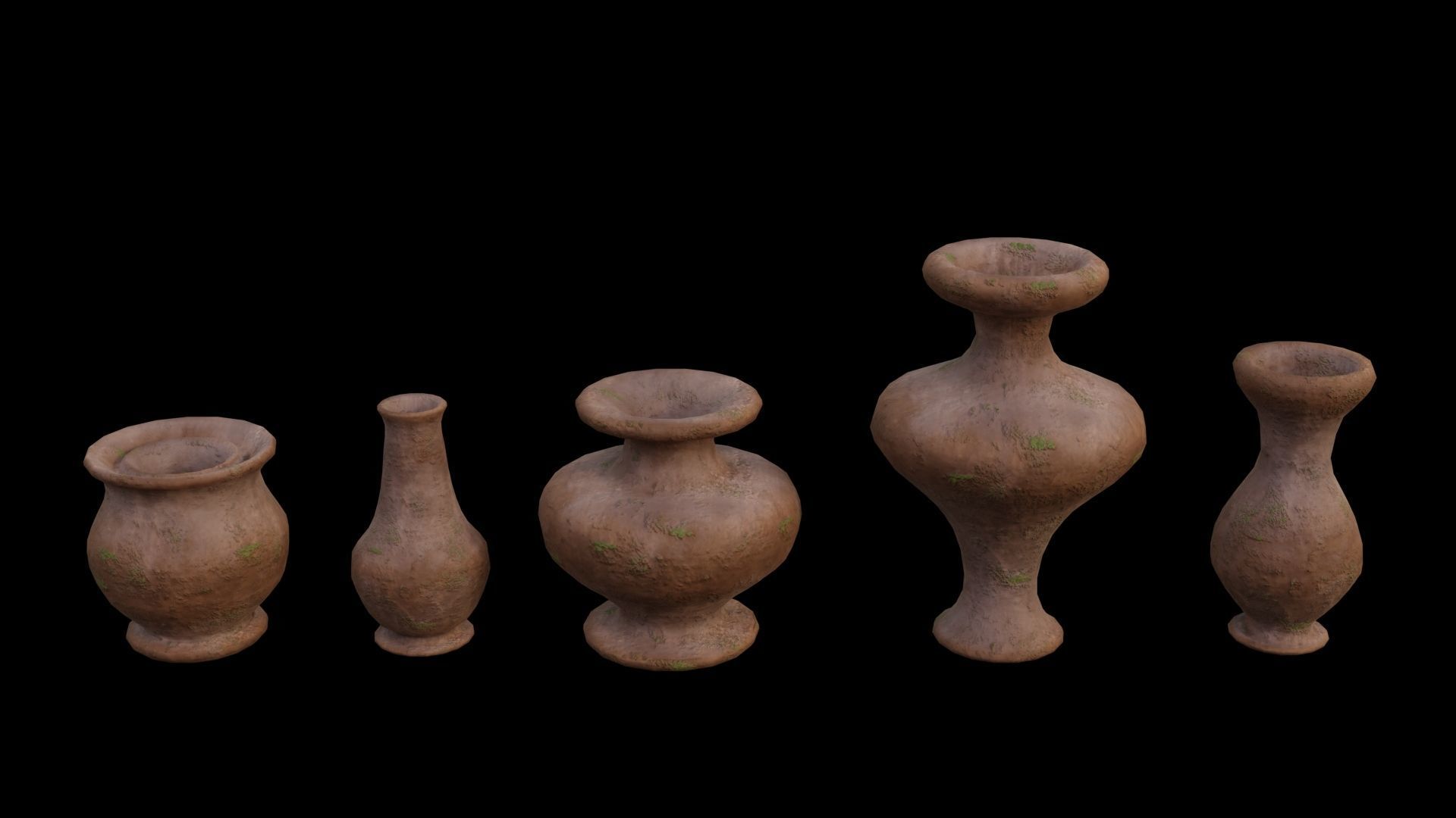 Clay Pots Pack Low-poly 3D model_30