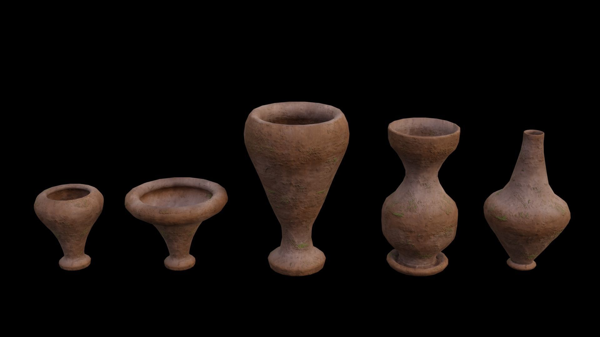 Clay Pots Pack Low-poly 3D model_27