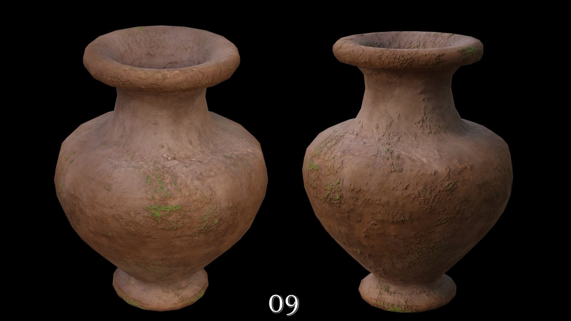 Clay Pots Pack Low-poly 3D model_11