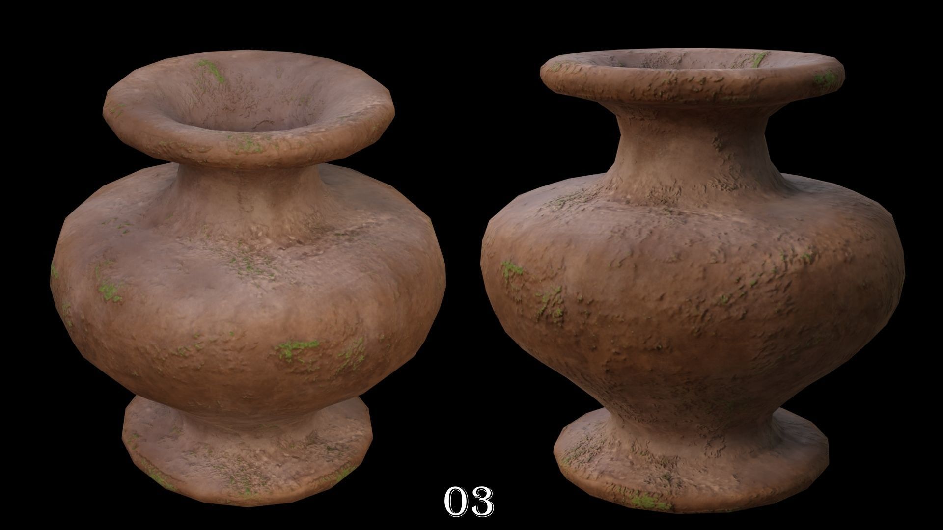 Clay Pots Pack Low-poly 3D model_5