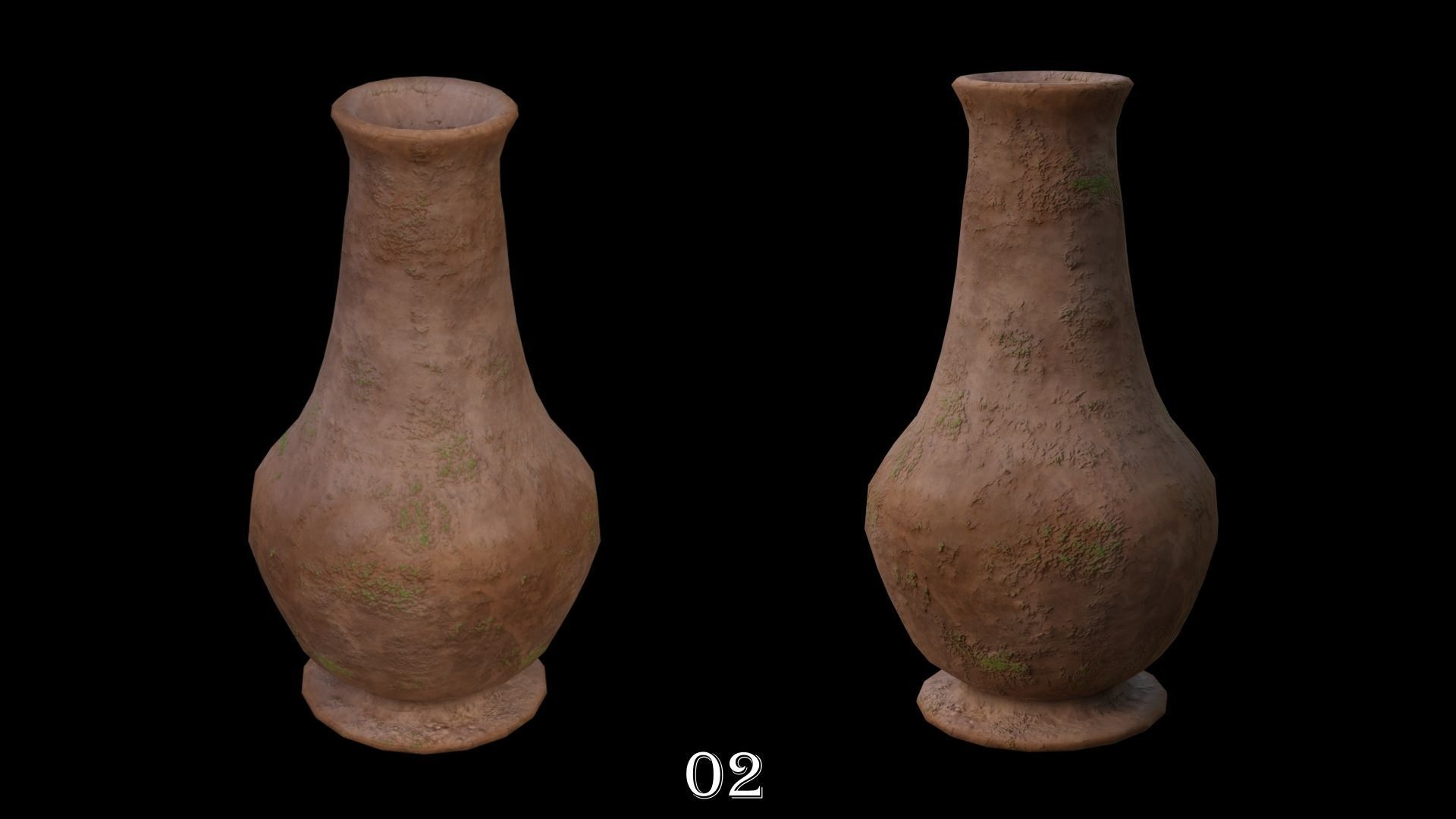 Clay Pots Pack Low-poly 3D model_4