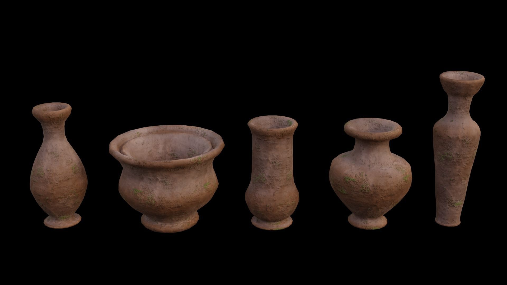 Clay Pots Pack Low-poly 3D model_29