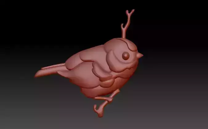 Birdie bird on branch 3D print model