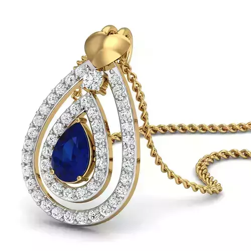 Pear Diamond Pendant for Women 3dm STL FBX OBJ Render Details 3D print model