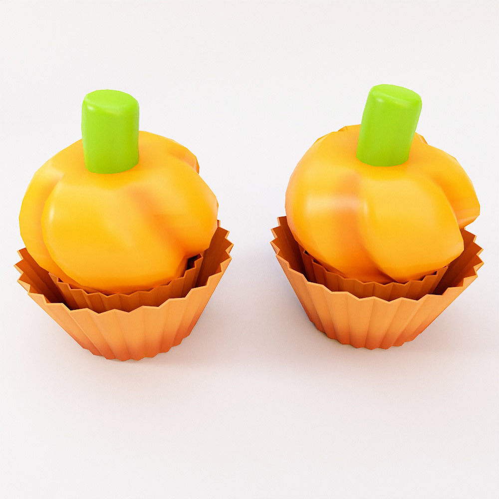 Cupcake Halloween food low poly 3d model Low-poly 3D model_4
