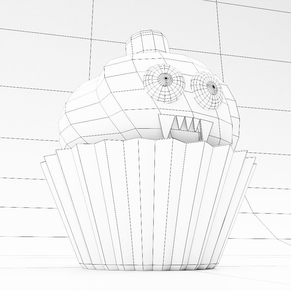 Cupcake Halloween food low poly 3d model Low-poly 3D model_8
