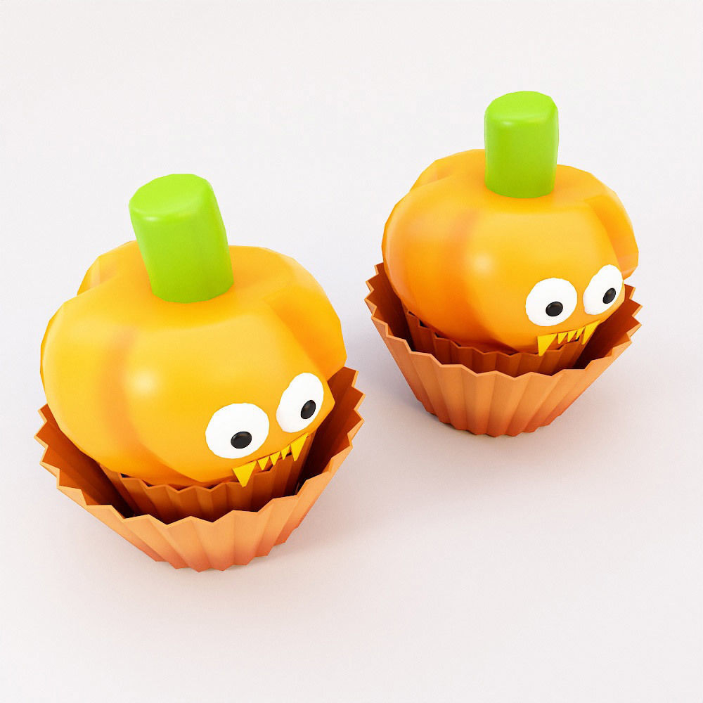 Cupcake Halloween food low poly 3d model Low-poly 3D model_2