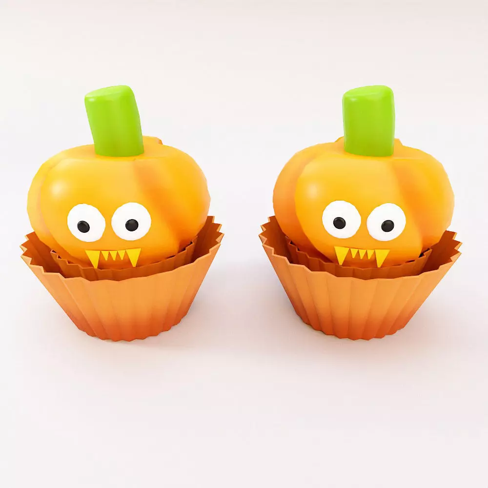 Cupcake Halloween food low poly 3d model Low-poly 3D model_0