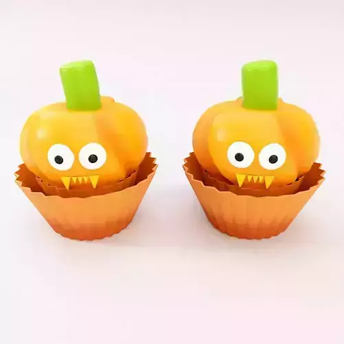 Cupcake Halloween food low poly 3d model Low-poly 3D model
