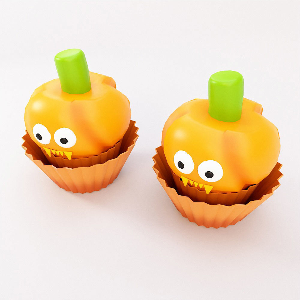 Cupcake Halloween food low poly 3d model Low-poly 3D model_1