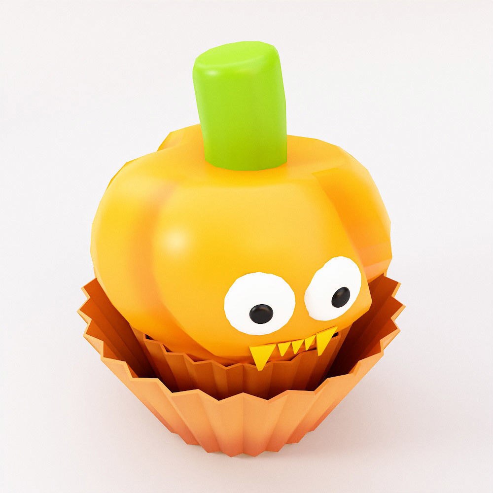 Cupcake Halloween food low poly 3d model Low-poly 3D model_3