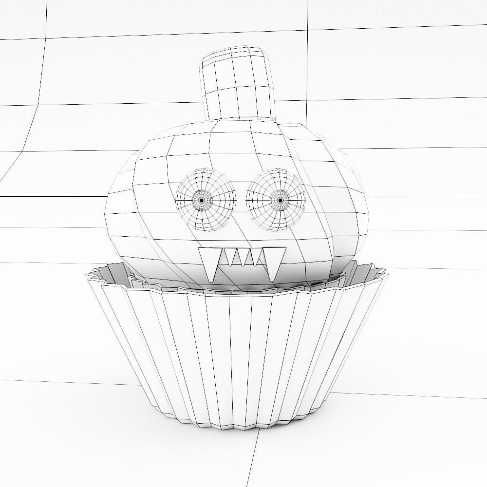 Cupcake Halloween food low poly 3d model Low-poly 3D model_5