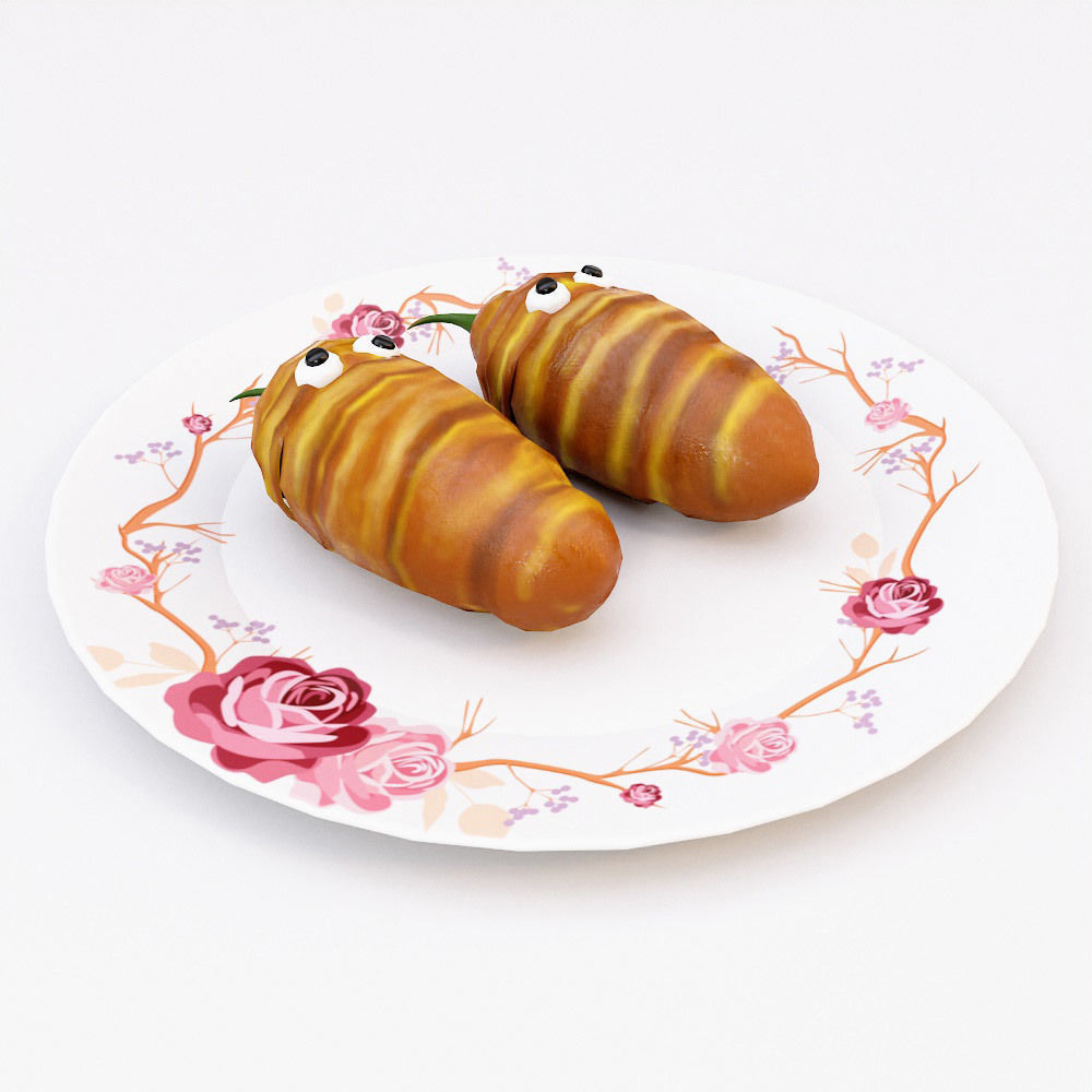 Crispy chili rolls Halloween food low poly 3d model  Low-poly 3D model_3