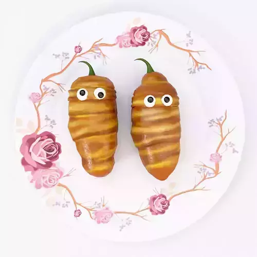 Crispy chili rolls Halloween food low poly 3d model 