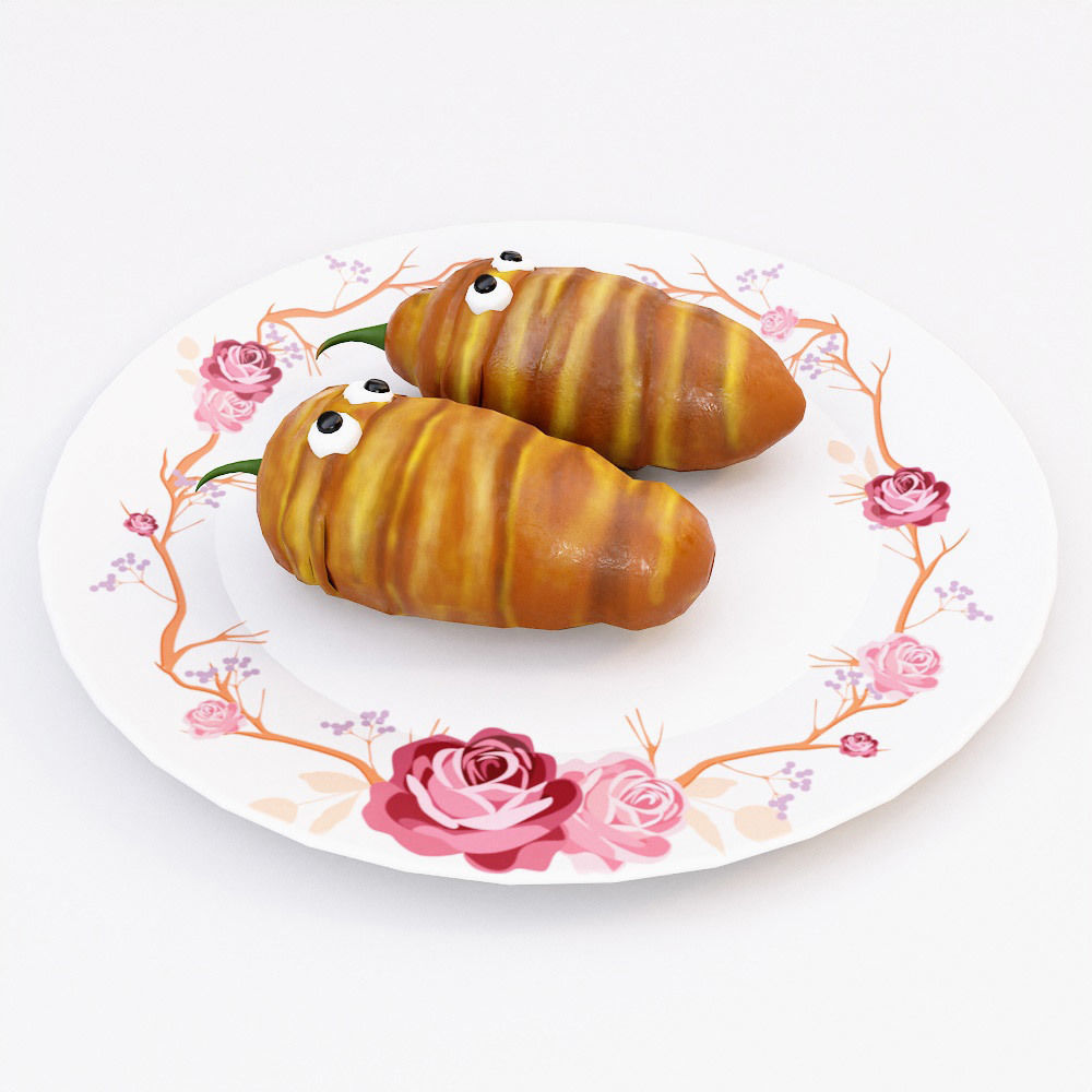 Crispy chili rolls Halloween food low poly 3d model  Low-poly 3D model_4