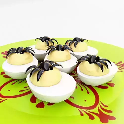 Boiled eggs plate halloween food 3d model  Low-poly 3D model