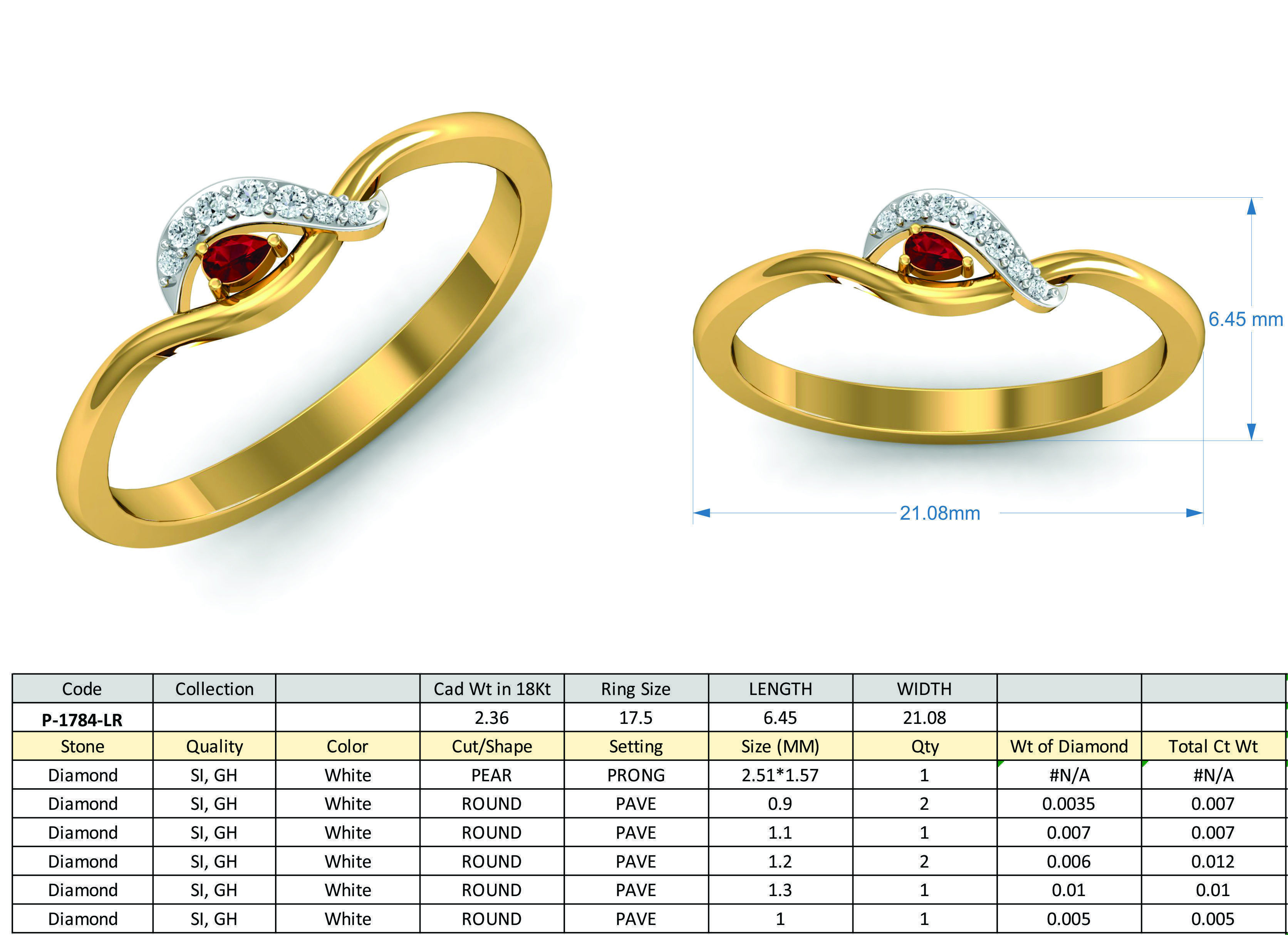 Solitaire Wedding Engagement Pear Diamond Ring 3D print model_3