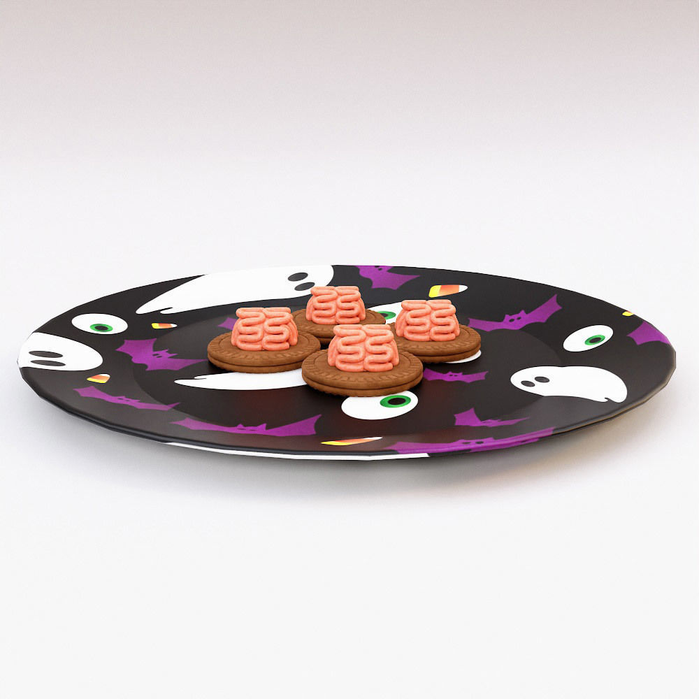 Brain cookies Halloween food 3d model   3D model_2