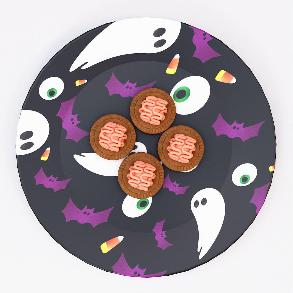 Brain cookies Halloween food 3d model   3D model_1