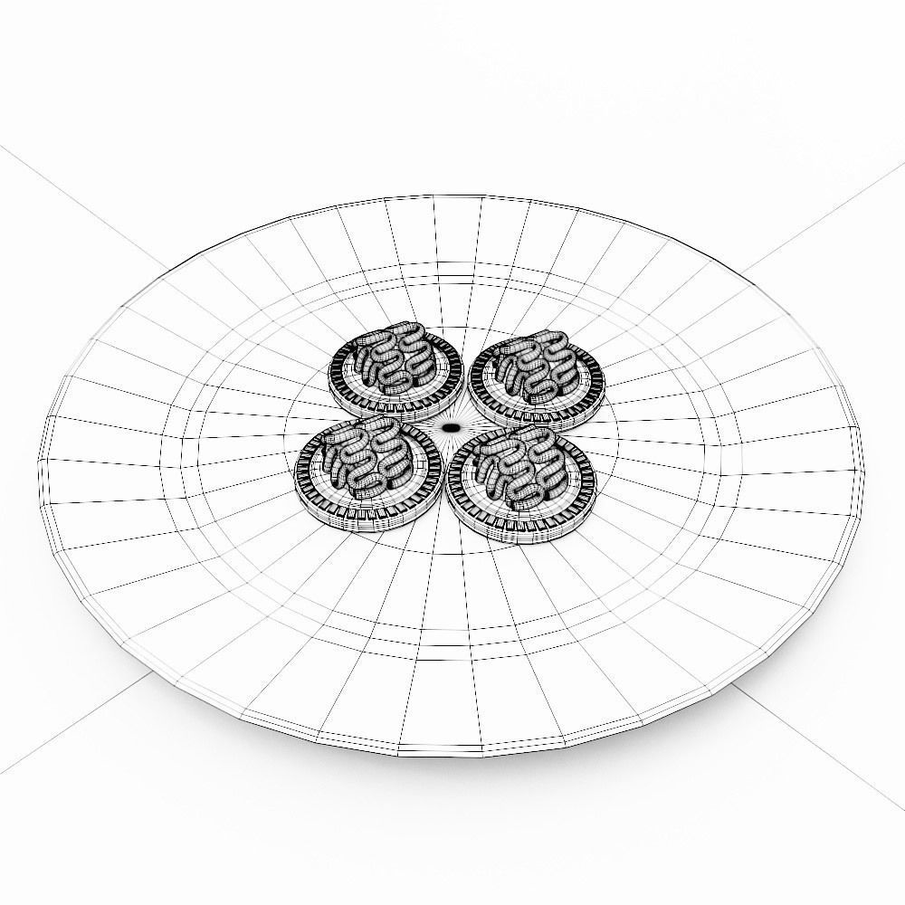 Brain cookies Halloween food 3d model   3D model_7