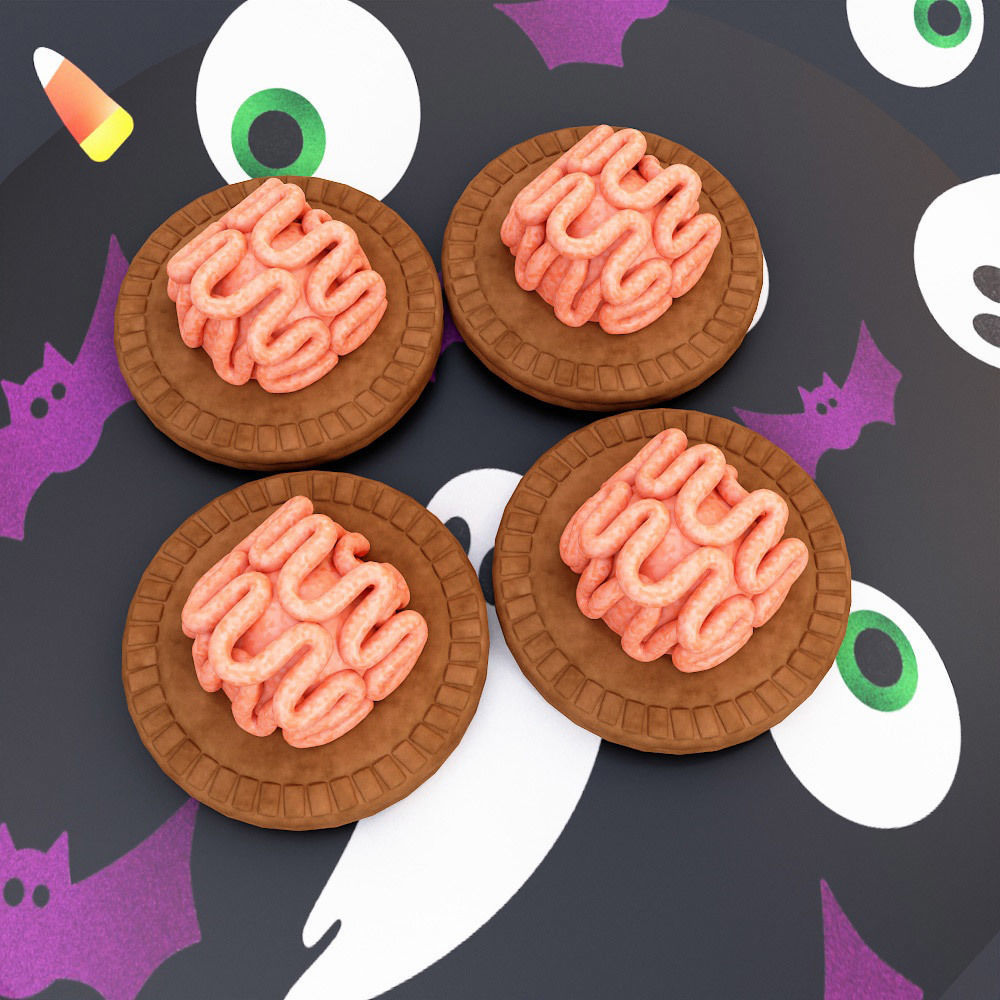 Brain cookies Halloween food 3d model   3D model_3