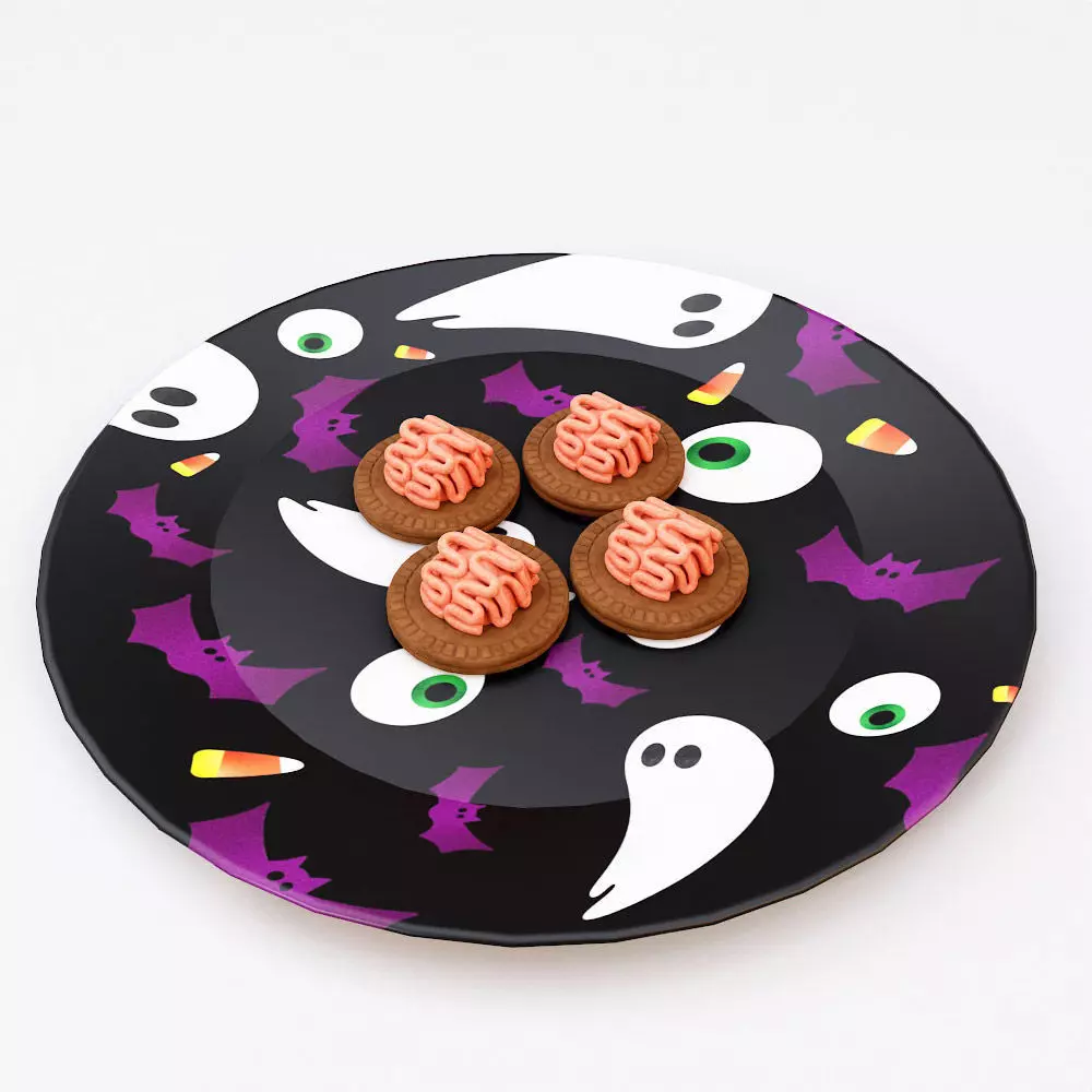 Brain cookies Halloween food 3d model   3D model_0