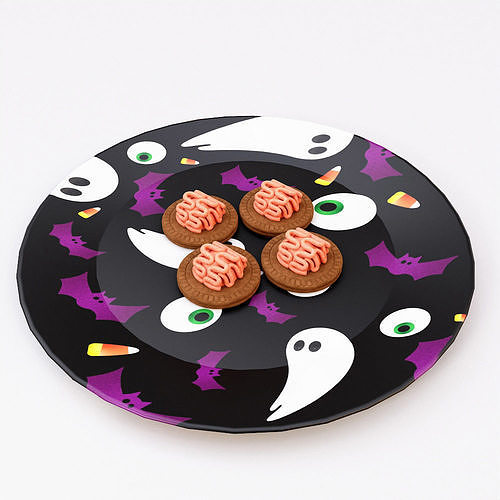 Brain cookies Halloween food 3d model   3D model