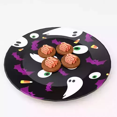 Brain cookies Halloween food 3d model  