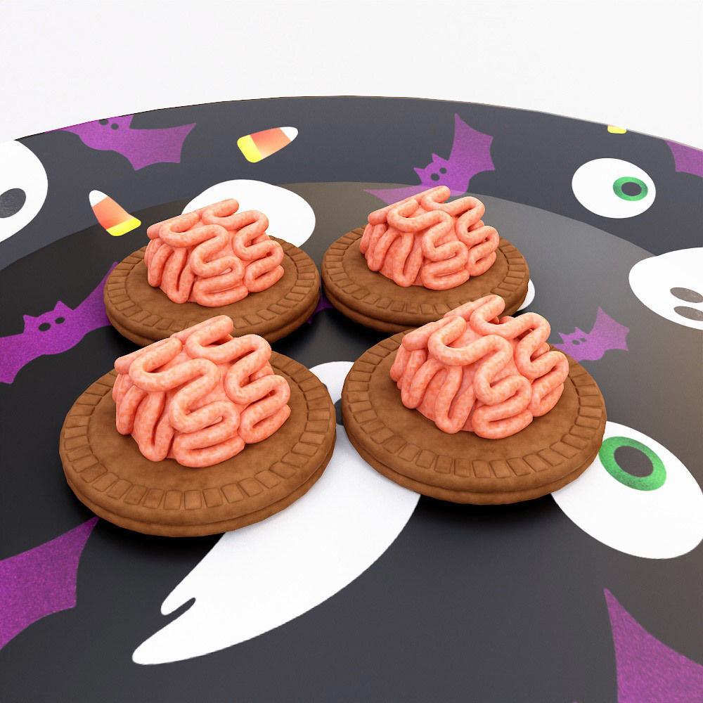 Brain cookies Halloween food 3d model   3D model_4